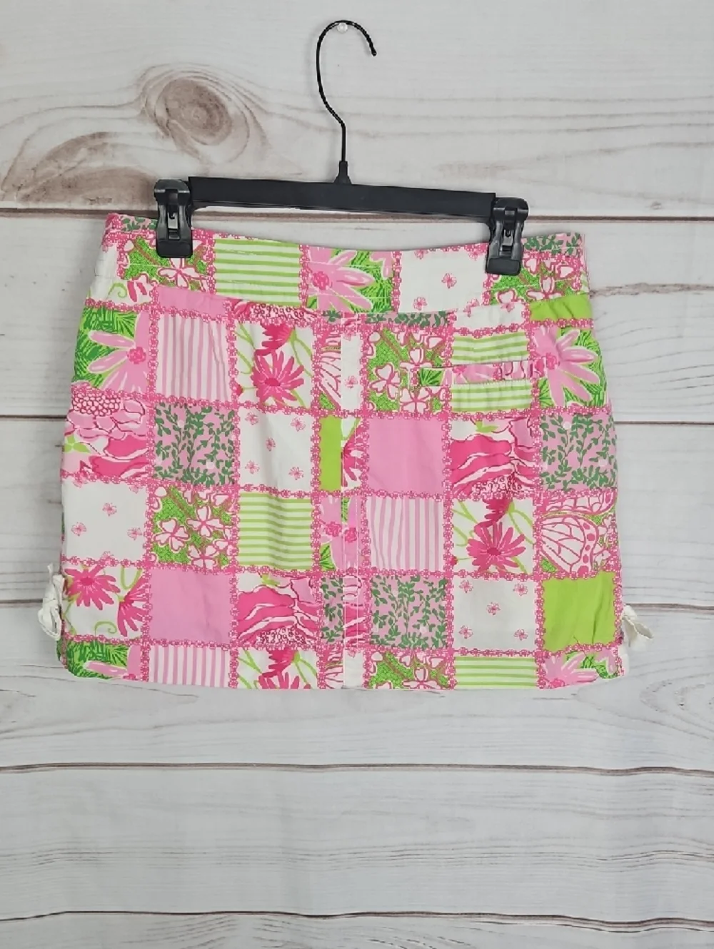 Lilly Pulitzer Patchwork Floral Butterfly Print Skort | Size 8 | Pink Green - Picture 2 of 13